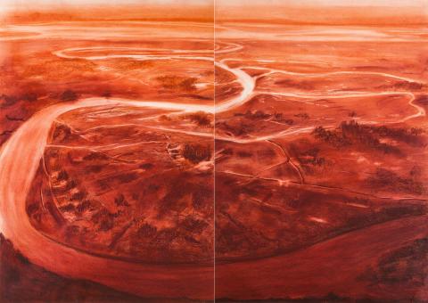 Hidrónimo No.1. Río Ganges (pieza única). Pastel sobre cartulina. 105 x 75 x 2 cm. 2017