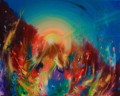 Reborn Flame, fluorescent oil on canvas, 40cm-50cm, 2020